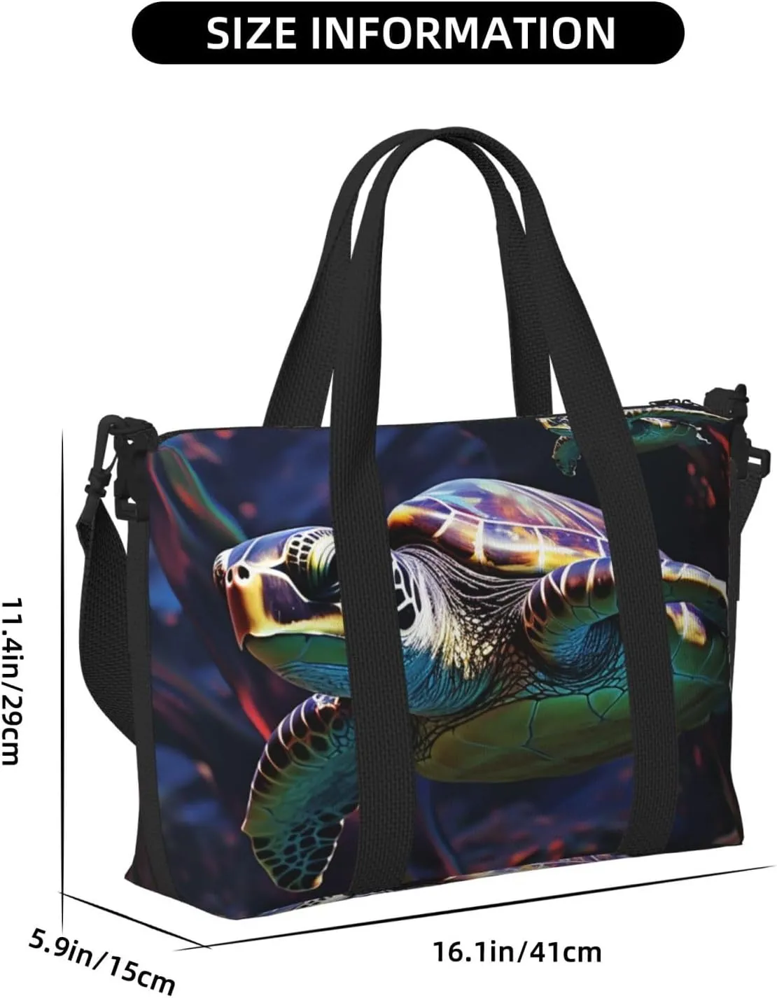 Gym Bags Small A colorful tropical sea turtle Duffel Bag Overnight Bag with Shoe Compartment Carryon Bag for Men Women