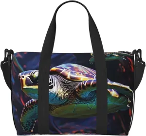 Gym Bags Small A colorful tropical sea turtle Duffel Bag Overnight Bag with Shoe Compartment Carryon Bag for Men Women