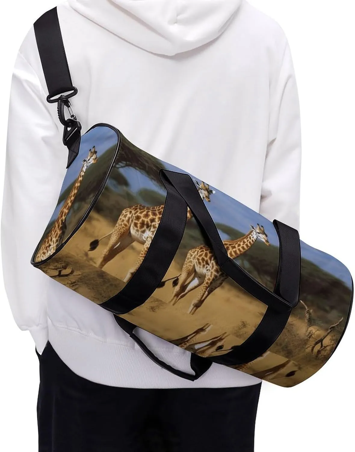 Gym Bags Small Africa Wildlife Giraffes Duffel Bag Overnight Bag with Shoe Compartment Carryon Bag for Men Women