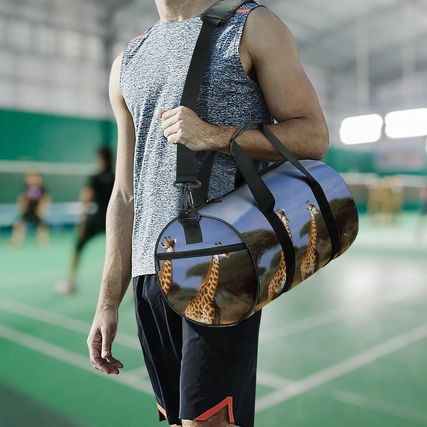 Gym Bags Small Africa Wildlife Giraffes Duffel Bag Overnight Bag with Shoe Compartment Carryon Bag for Men Women
