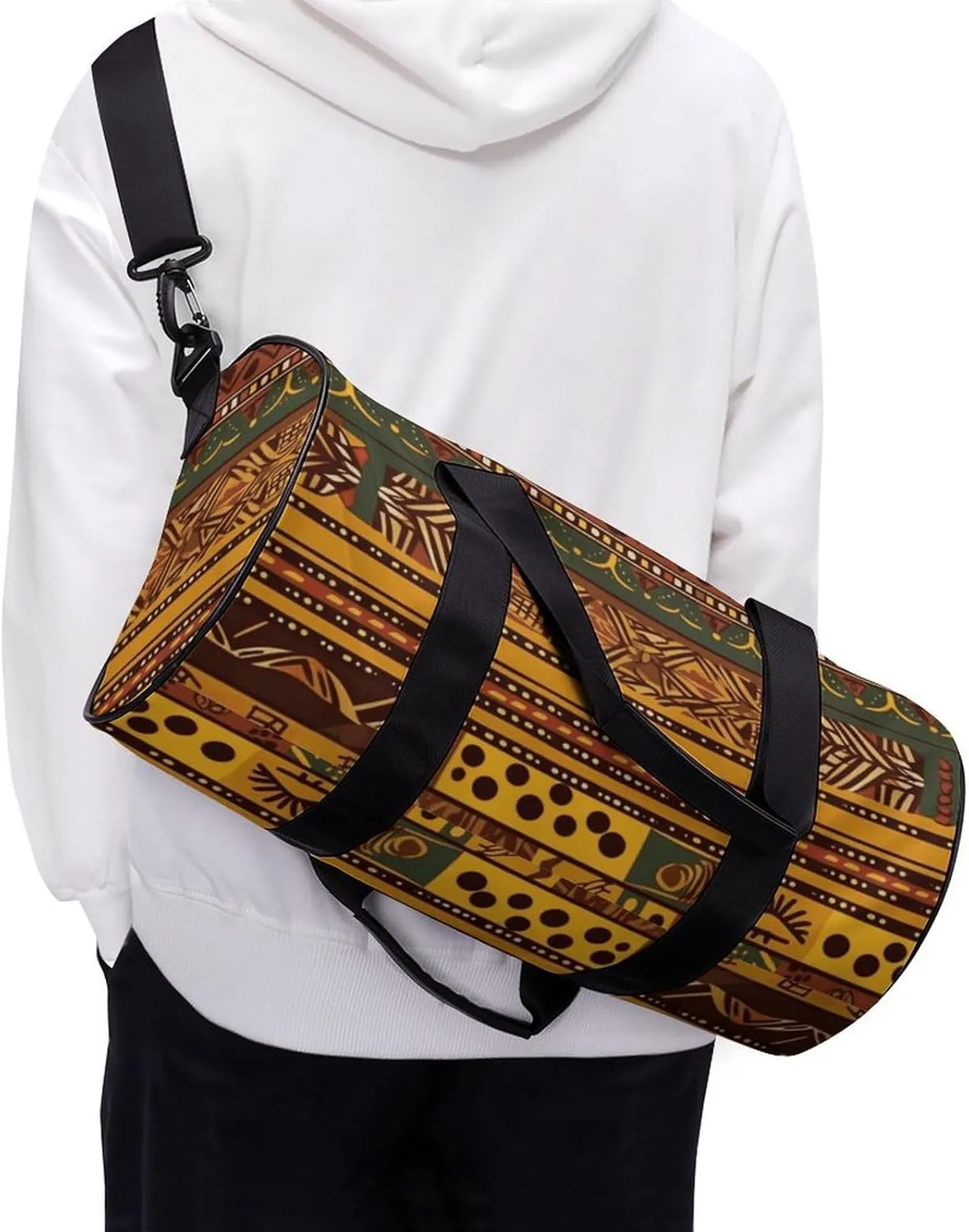 Gym Bags Small African National Patterns Duffel Bag Overnight Bag with Shoe Compartment Carryon Bag for Men Women