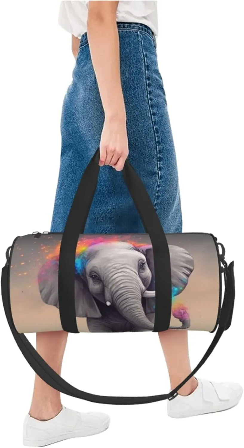 Gym Bags Small Animal Cartoon Elephant Duffel Bag Overnight Bag with Shoe Compartment Carryon Bag for Men Women