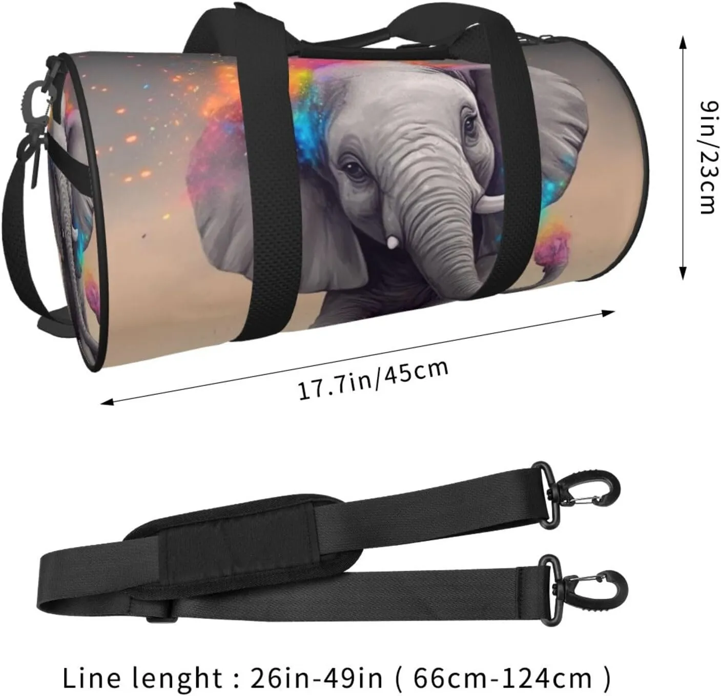 Gym Bags Small Animal Cartoon Elephant Duffel Bag Overnight Bag with Shoe Compartment Carryon Bag for Men Women