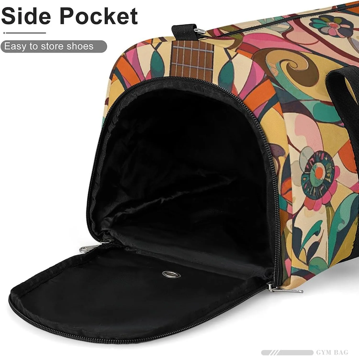Gym Bags Small Art Guitar Pattern Duffel Bag Overnight Bag with Shoe Compartment Carryon Bag for Men Women
