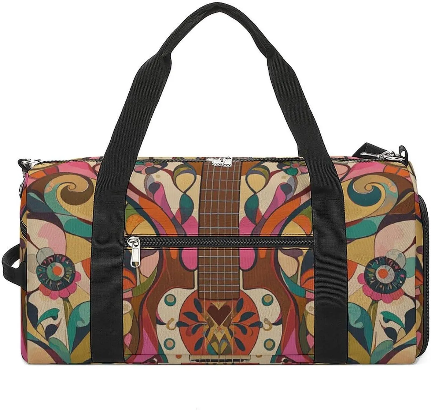 Gym Bags Small Art Guitar Pattern Duffel Bag Overnight Bag with Shoe Compartment Carryon Bag for Men Women