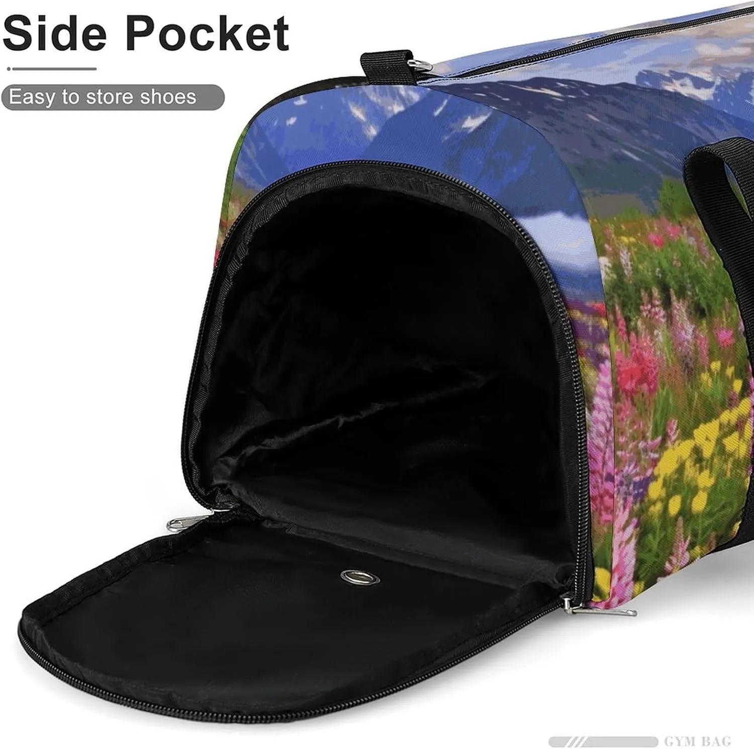 Gym Bags Small Beautiful Flowers Mountain Duffel Bag Overnight Bag with Shoe Compartment Carryon Bag for Men Women