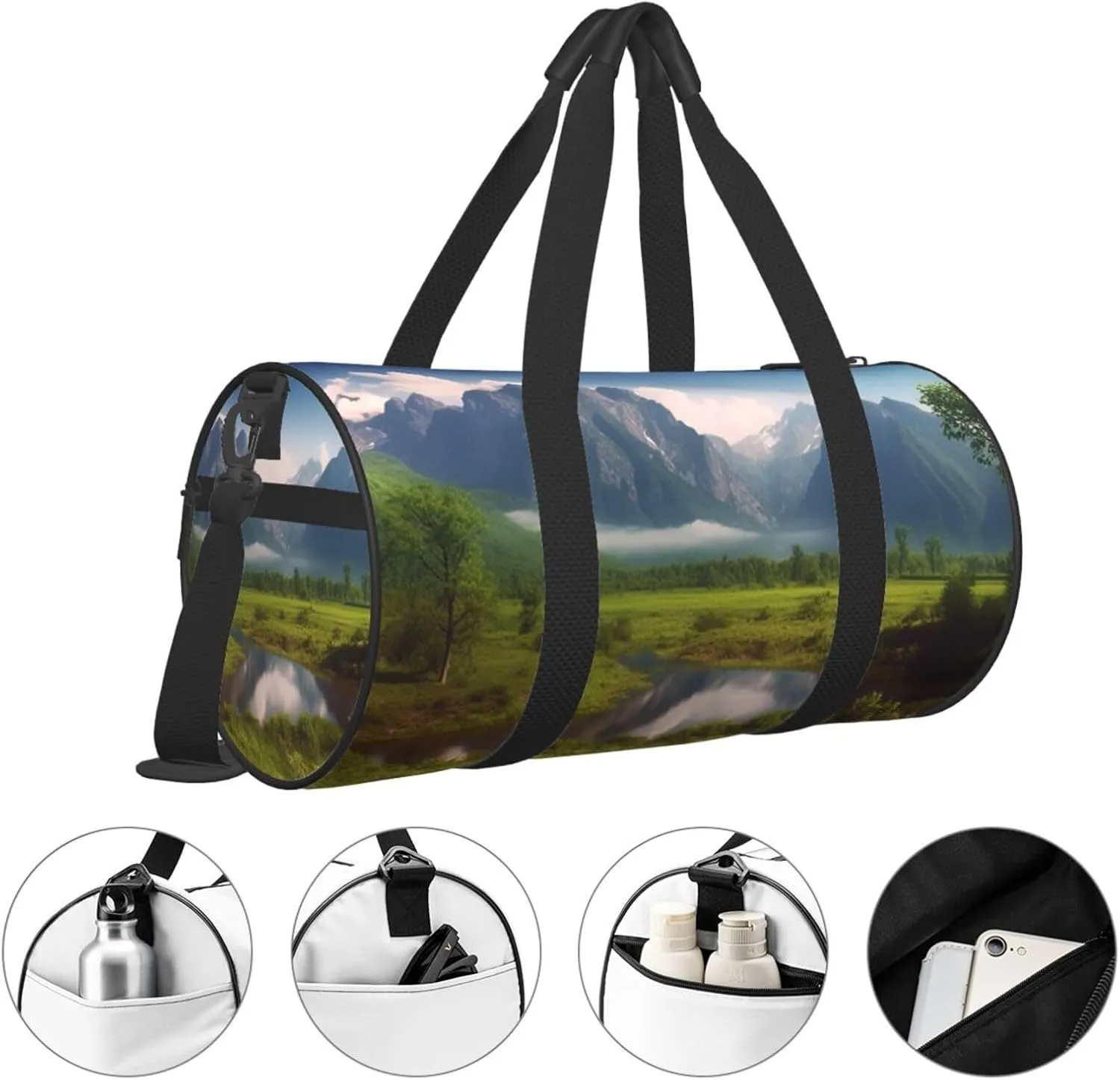 Gym Bags Small Beautiful Scenery Duffel Bag Overnight Bag with Shoe Compartment Carryon Bag for Men Women