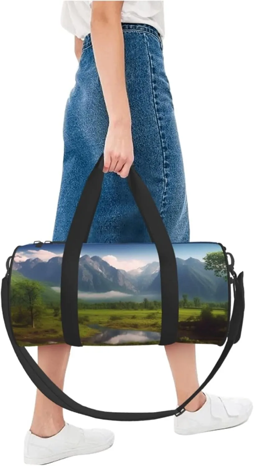 Gym Bags Small Beautiful Scenery Duffel Bag Overnight Bag with Shoe Compartment Carryon Bag for Men Women