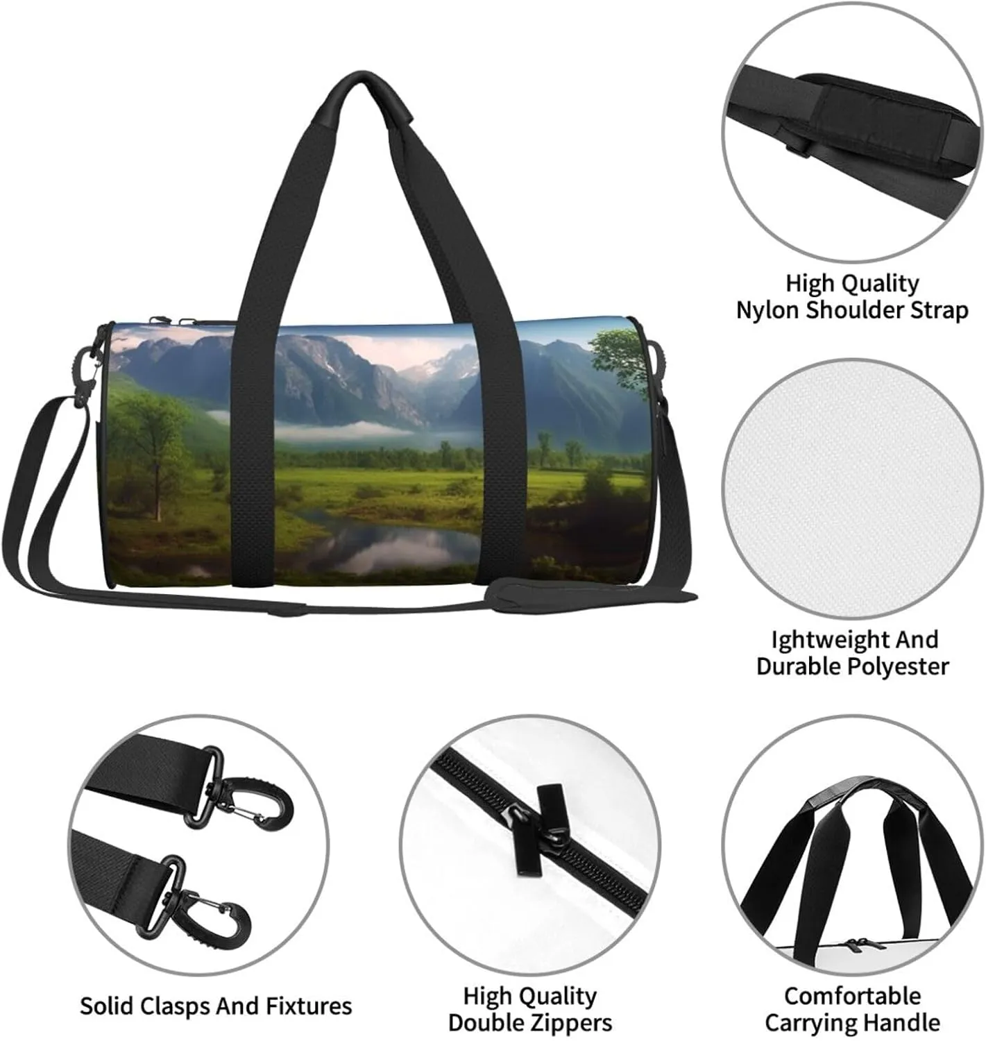 Gym Bags Small Beautiful Scenery Duffel Bag Overnight Bag with Shoe Compartment Carryon Bag for Men Women