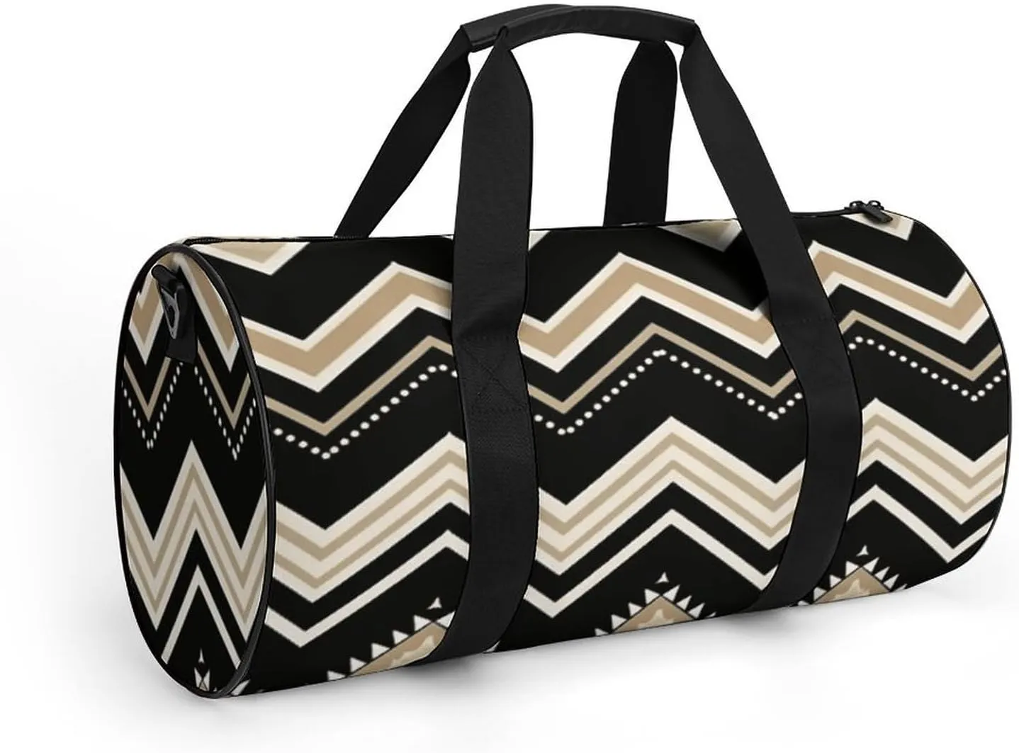 Gym Bags Small Black White Tan Zigzag Duffel Bag Overnight Bag with Shoe Compartment Carryon Bag for Men Women