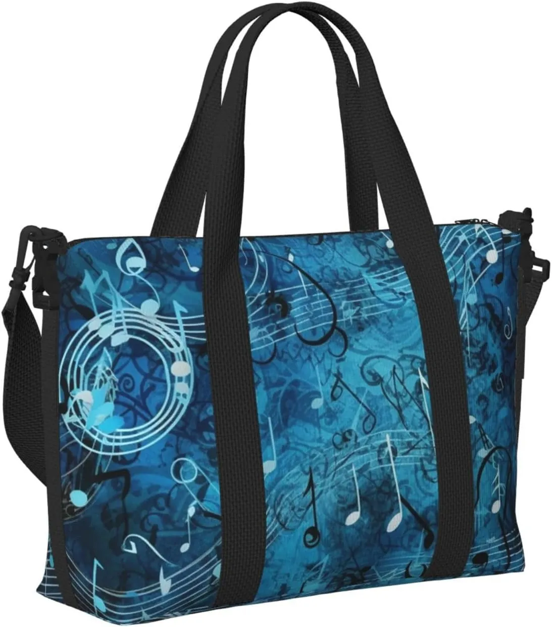 Gym Bags Small Blue Musical Notes Duffel Bag Overnight Bag with Shoe Compartment Carryon Bag for Men Women