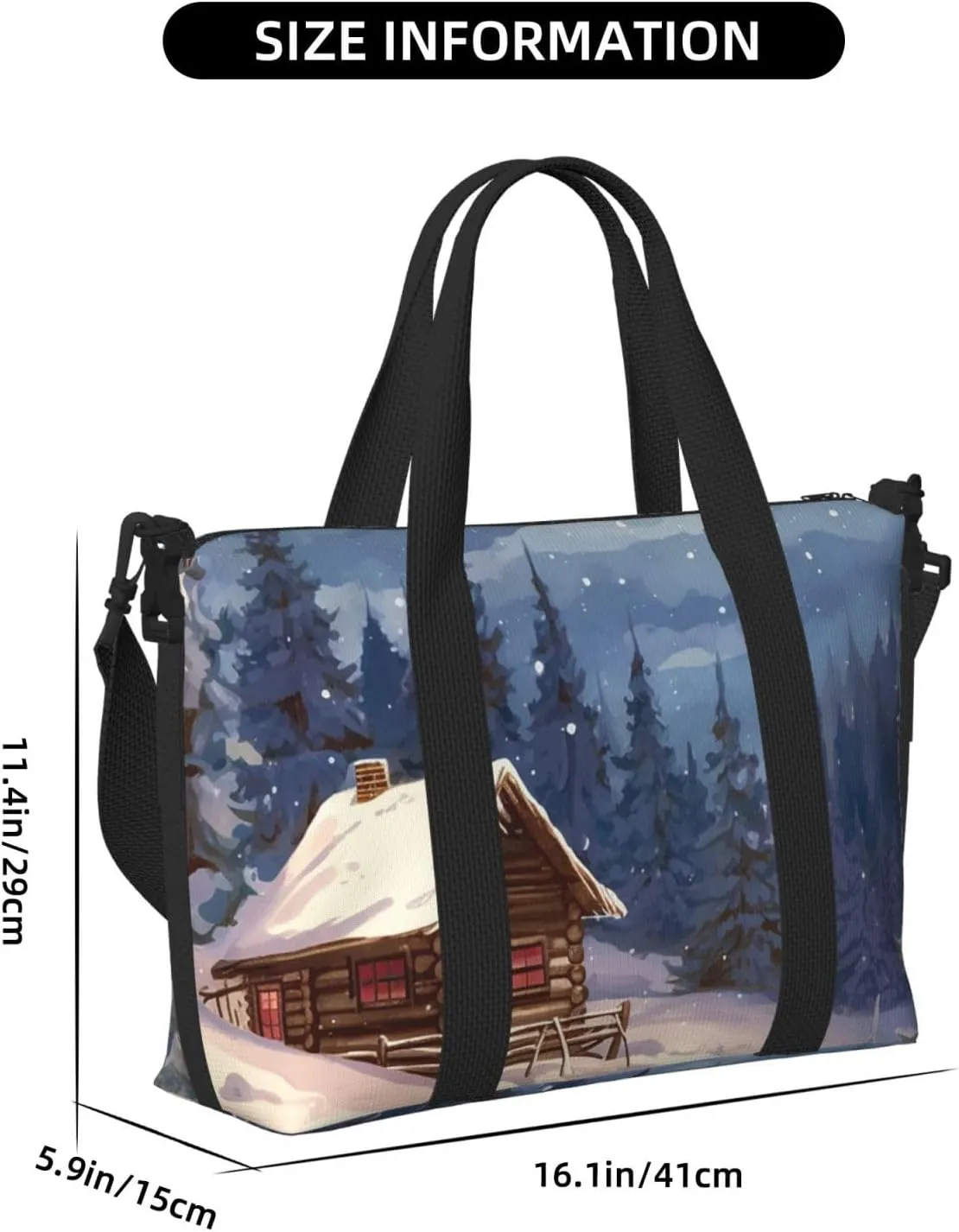 Gym Bags Small Cabin in the woods Duffel Bag Overnight Bag with Shoe Compartment Carryon Bag for Men Women