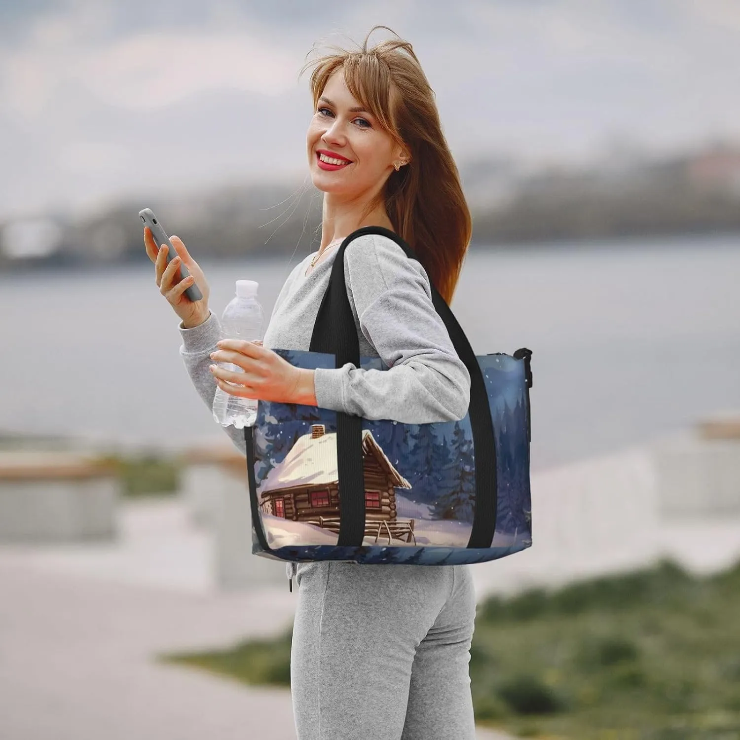 Gym Bags Small Cabin in the woods Duffel Bag Overnight Bag with Shoe Compartment Carryon Bag for Men Women
