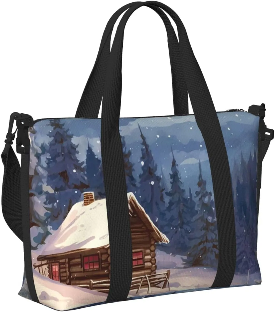 Gym Bags Small Cabin in the woods Duffel Bag Overnight Bag with Shoe Compartment Carryon Bag for Men Women