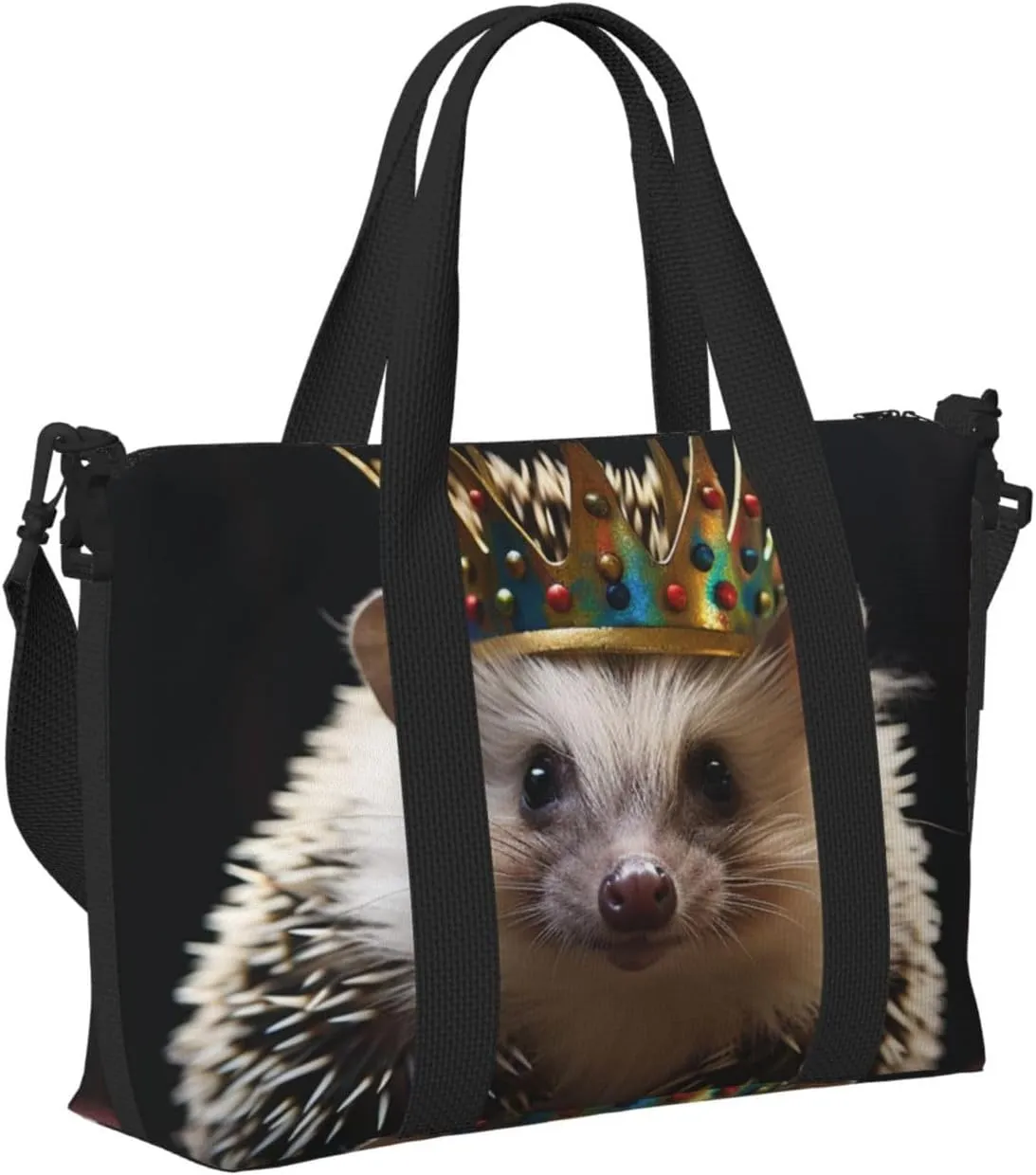 Gym Bags Small crown with hedgehog Duffel Bag Overnight Bag with Shoe Compartment Carryon Bag for Men Women