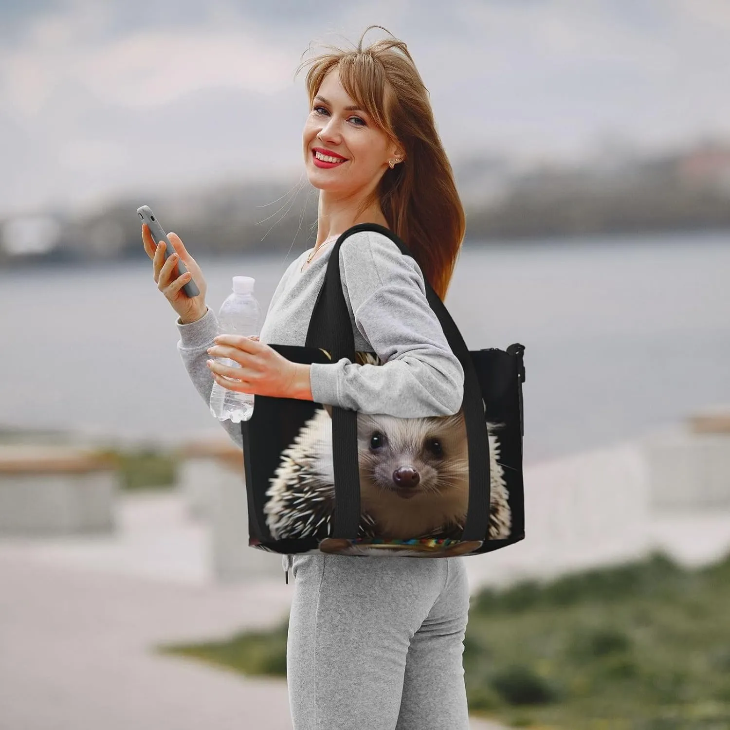 Gym Bags Small crown with hedgehog Duffel Bag Overnight Bag with Shoe Compartment Carryon Bag for Men Women