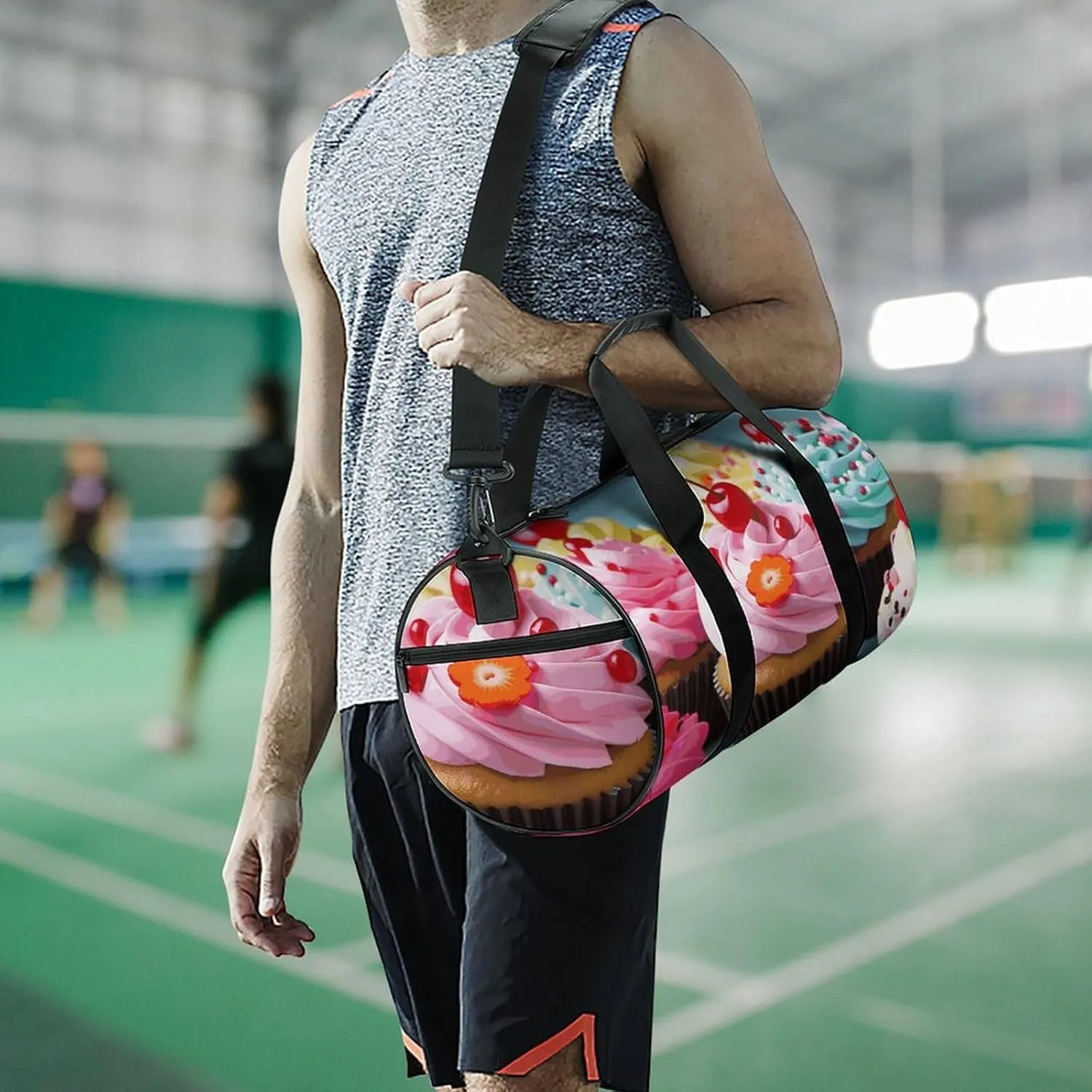 Gym Bags Small Cupcake Duffel Bag Overnight Bag with Shoe Compartment Carryon Bag for Men Women