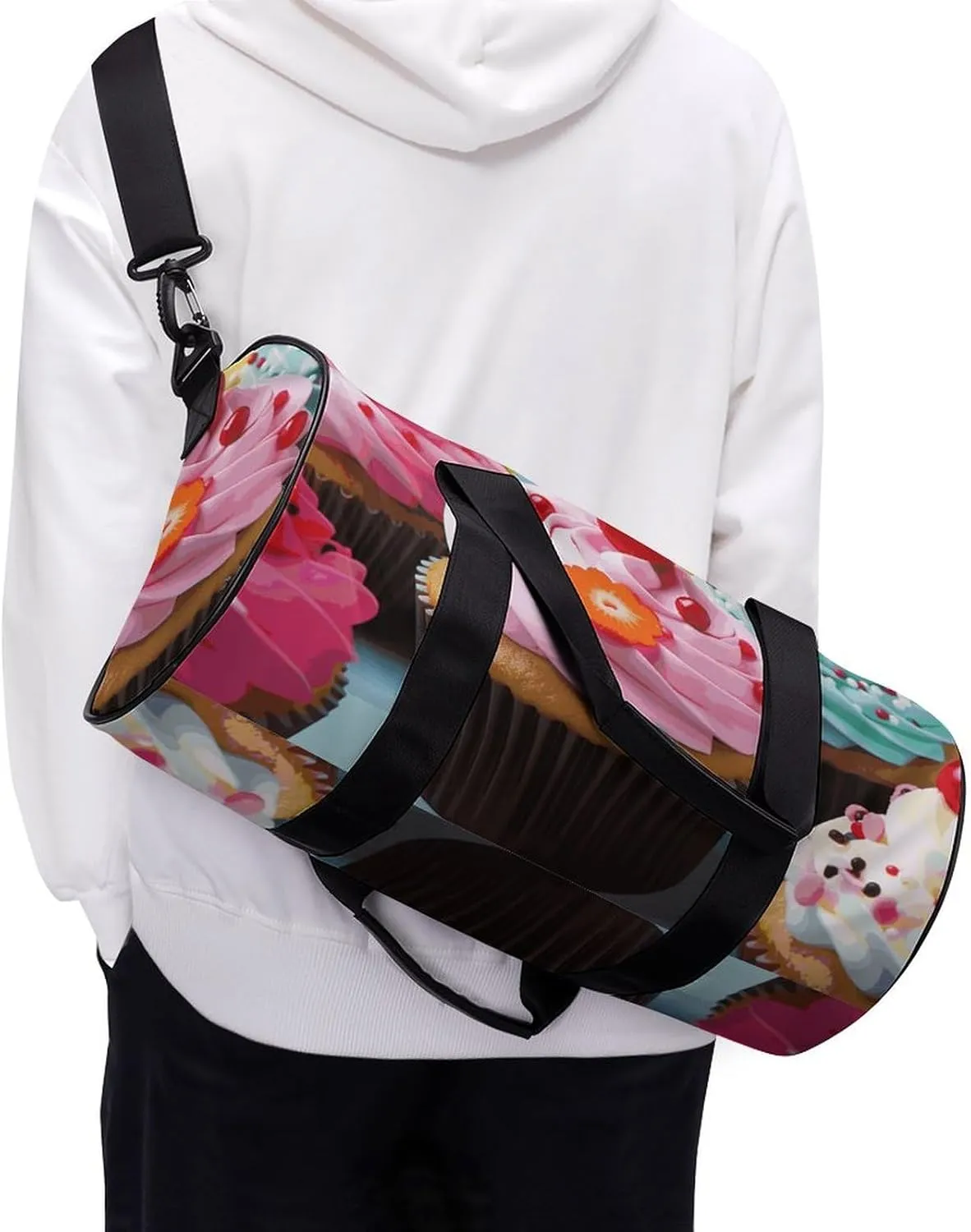 Gym Bags Small Cupcake Duffel Bag Overnight Bag with Shoe Compartment Carryon Bag for Men Women
