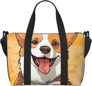 Gym Bags Small Cute corgi dog Duffel Bag Overnight Bag with Shoe Compartment Carryon Bag for Men Women