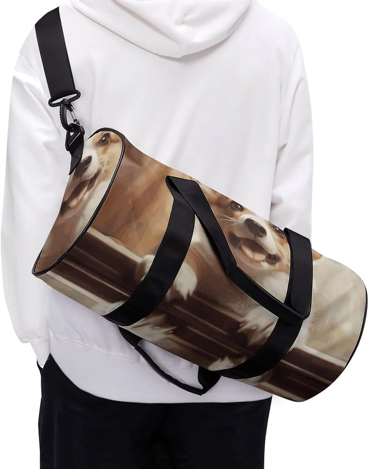 Gym Bags Small Cute Corgi Duffel Bag Overnight Bag with Shoe Compartment Carryon Bag for Men Women