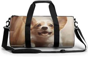Gym Bags Small Cute Corgi Duffel Bag Overnight Bag with Shoe Compartment Carryon Bag for Men Women