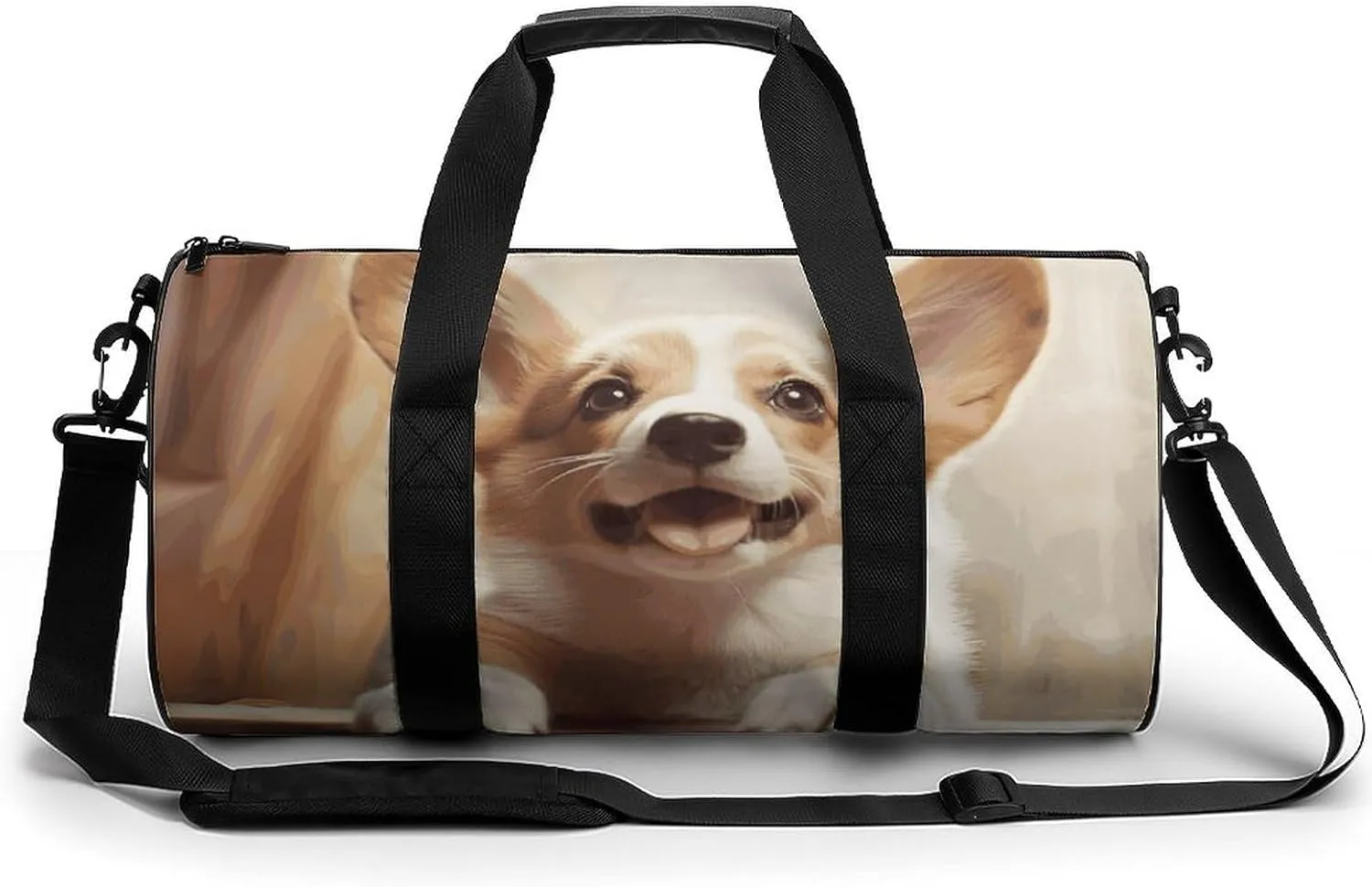 Gym Bags Small Cute Corgi Duffel Bag Overnight Bag with Shoe Compartment Carryon Bag for Men Women