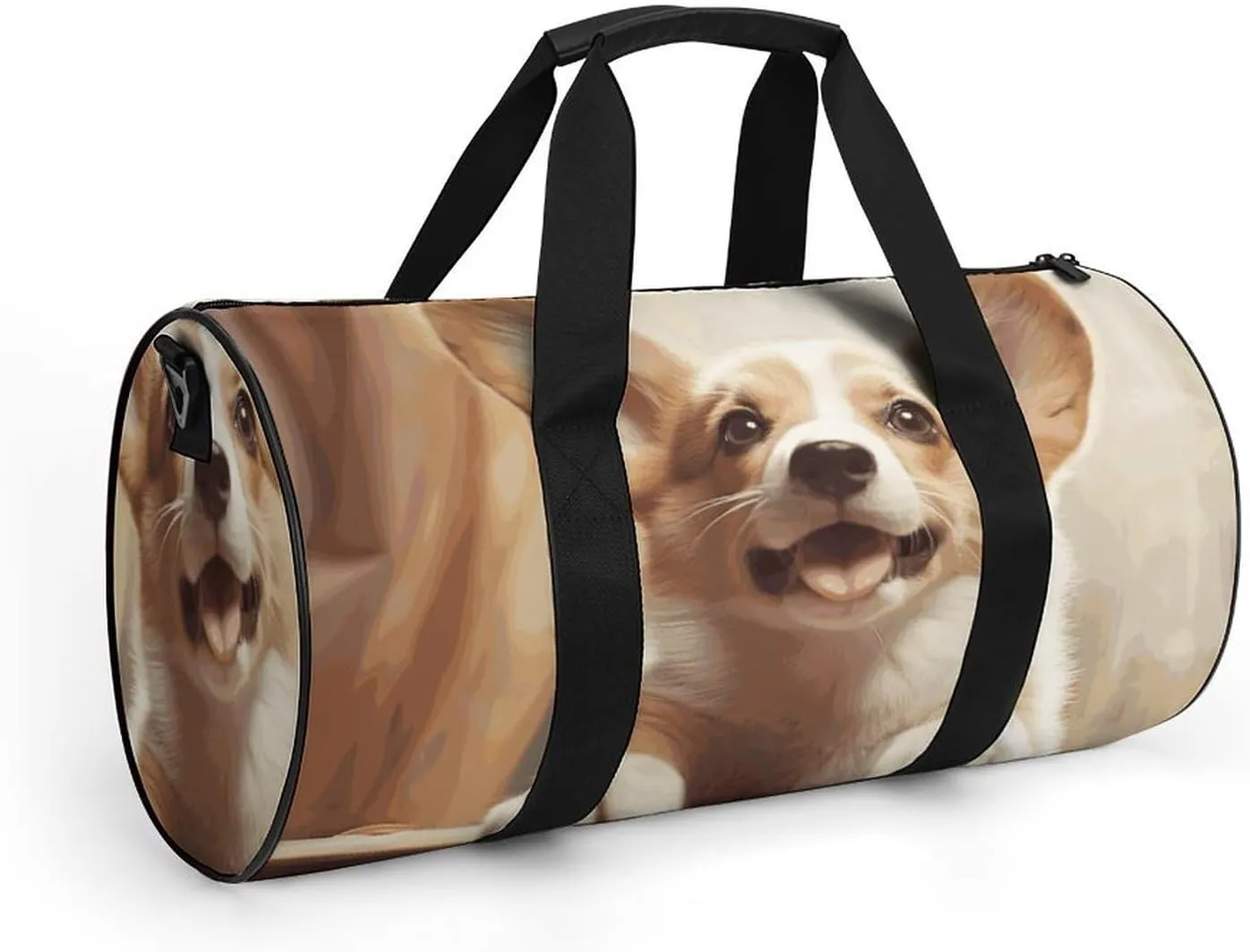 Gym Bags Small Cute Corgi Duffel Bag Overnight Bag with Shoe Compartment Carryon Bag for Men Women