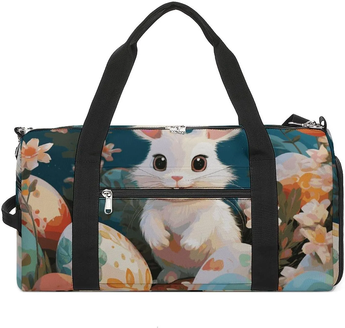 Gym Bags Small Cute Easter Bunny Duffel Bag Overnight Bag with Shoe Compartment Carryon Bag for Men Women