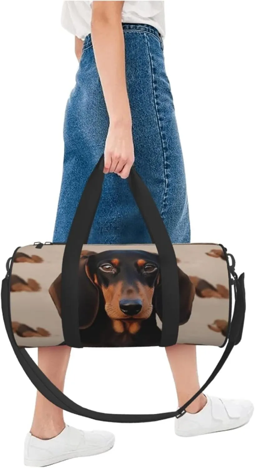 Gym Bags Small Dachshund Dog Duffel Bag Overnight Bag with Shoe Compartment Carryon Bag for Men Women