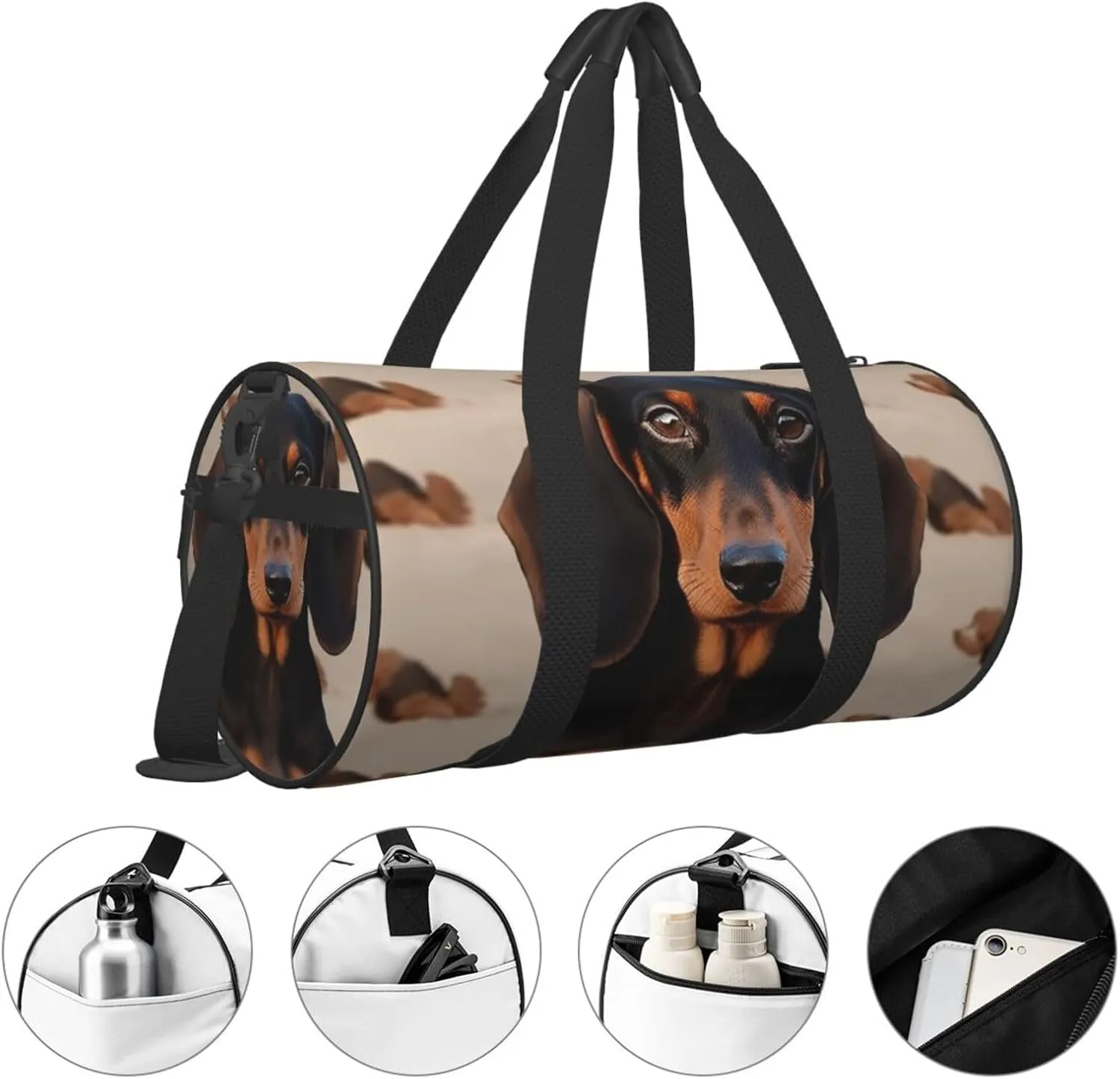 Gym Bags Small Dachshund Dog Duffel Bag Overnight Bag with Shoe Compartment Carryon Bag for Men Women