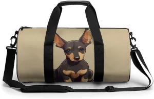 Gym Bags Small Doberman Puppy with Erect Ears Duffel Bag Overnight Bag with Shoe Compartment Carryon Bag for Men Women