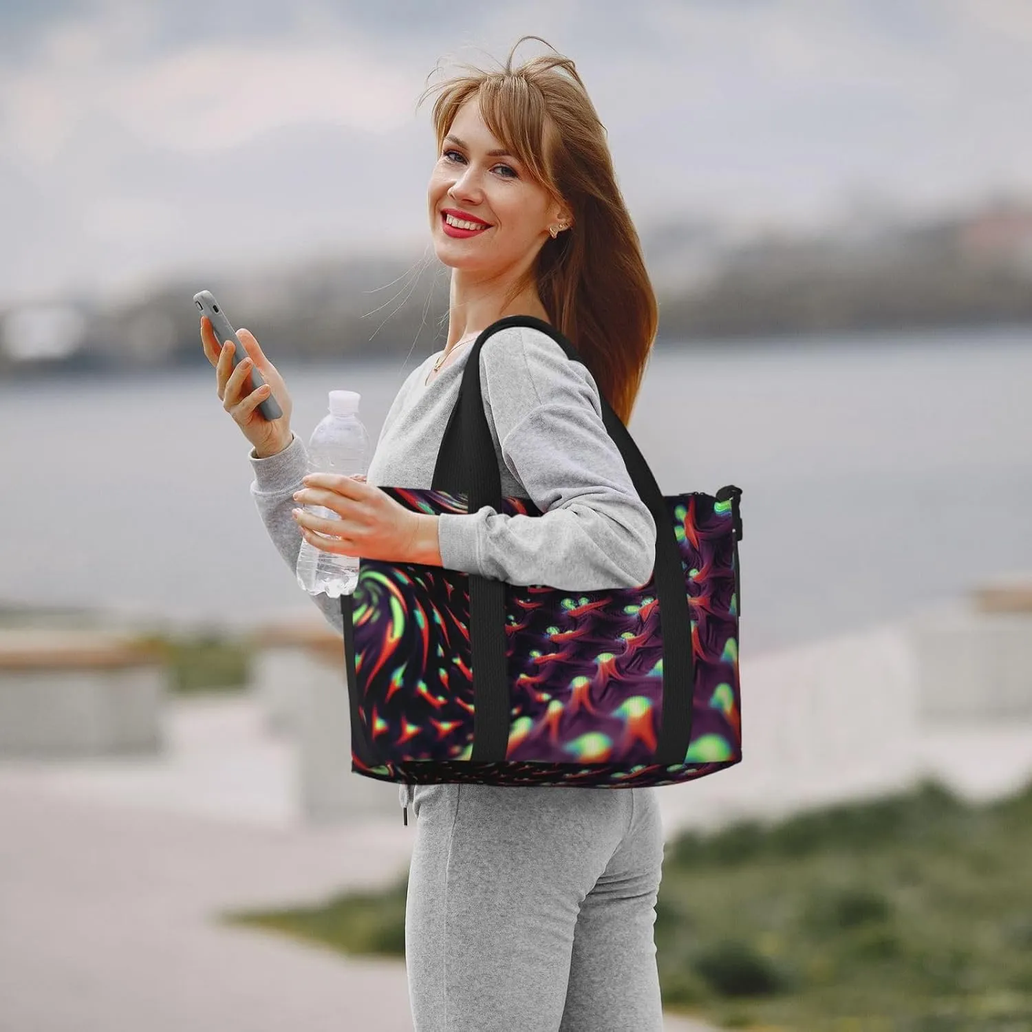 Gym Bags Small Fantasy Sci-Fi Dizziness Duffel Bag Overnight Bag with Shoe Compartment Carryon Bag for Men Women