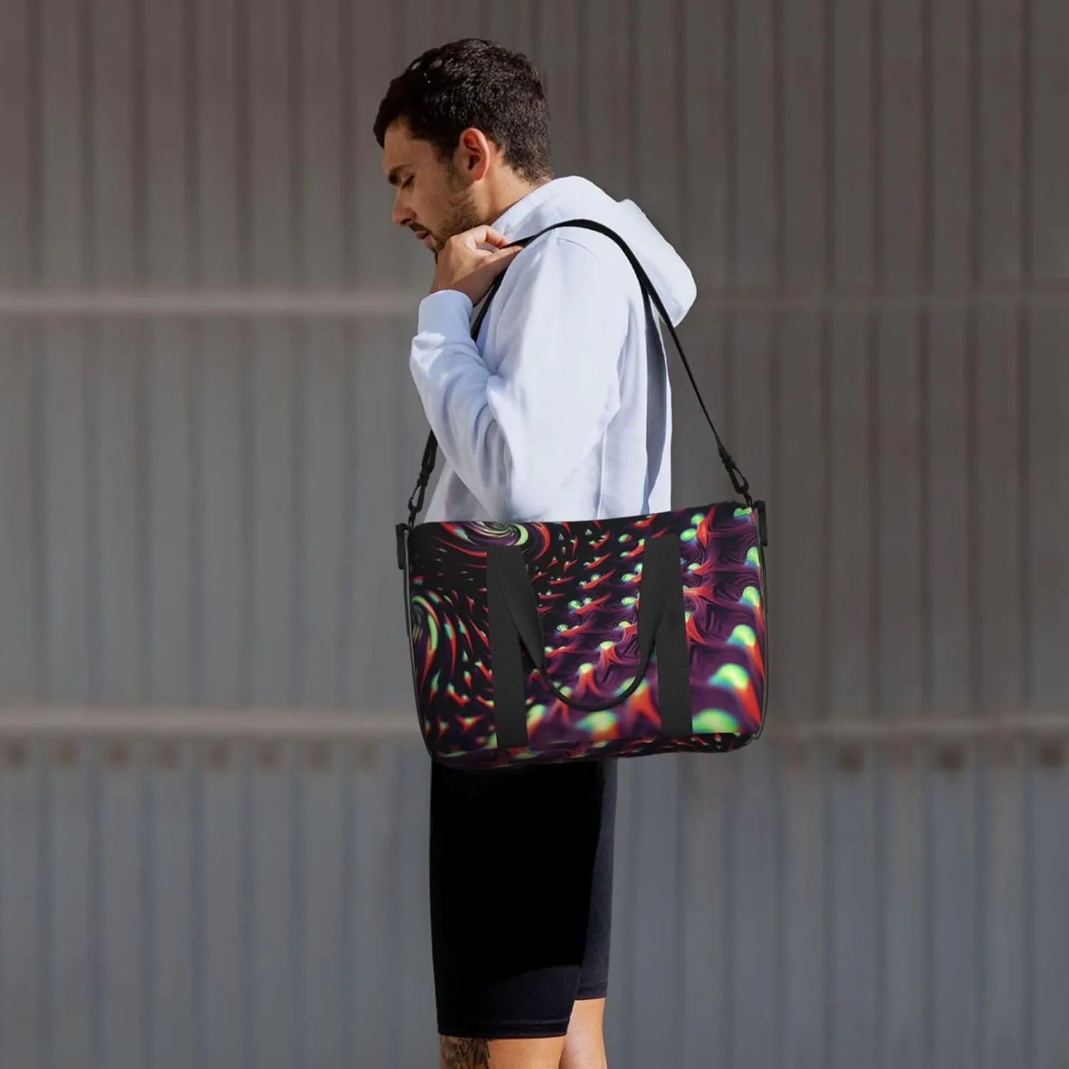 Gym Bags Small Fantasy Sci-Fi Dizziness Duffel Bag Overnight Bag with Shoe Compartment Carryon Bag for Men Women