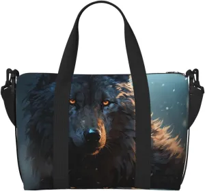 Gym Bags Small Fantasy Wolf Duffel Bag Overnight Bag with Shoe Compartment Carryon Bag for Men Women