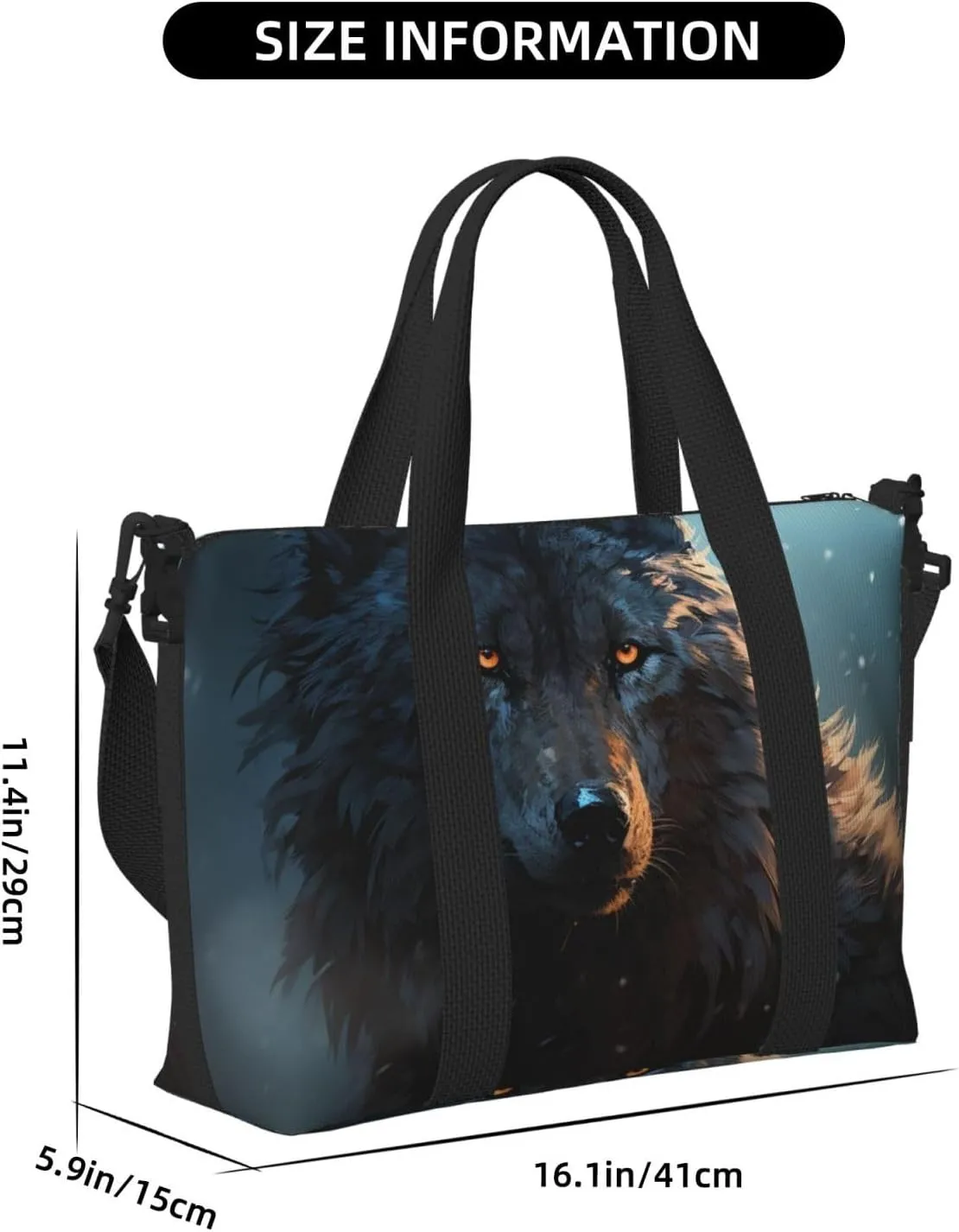 Gym Bags Small Fantasy Wolf Duffel Bag Overnight Bag with Shoe Compartment Carryon Bag for Men Women