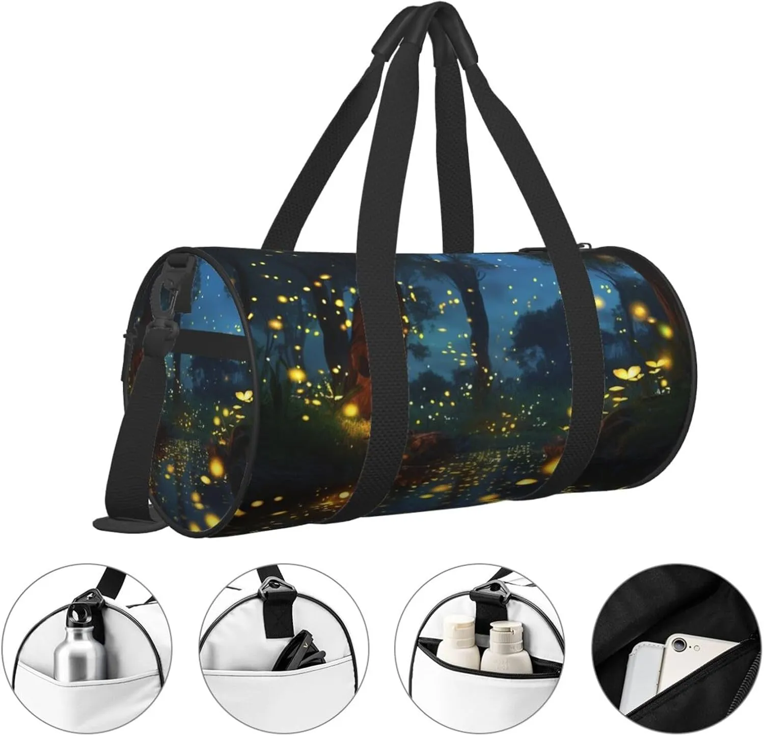 Gym Bags Small Fireflies Duffel Bag Overnight Bag with Shoe Compartment Carryon Bag for Men Women