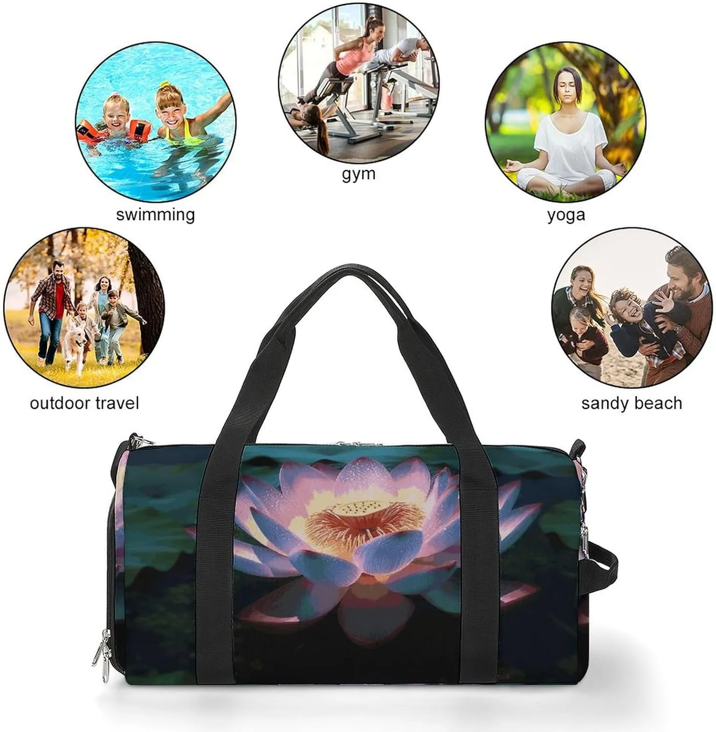 Gym Bags Small Flower Duffel Bag Overnight Bag with Shoe Compartment Carryon Bag for Men Women