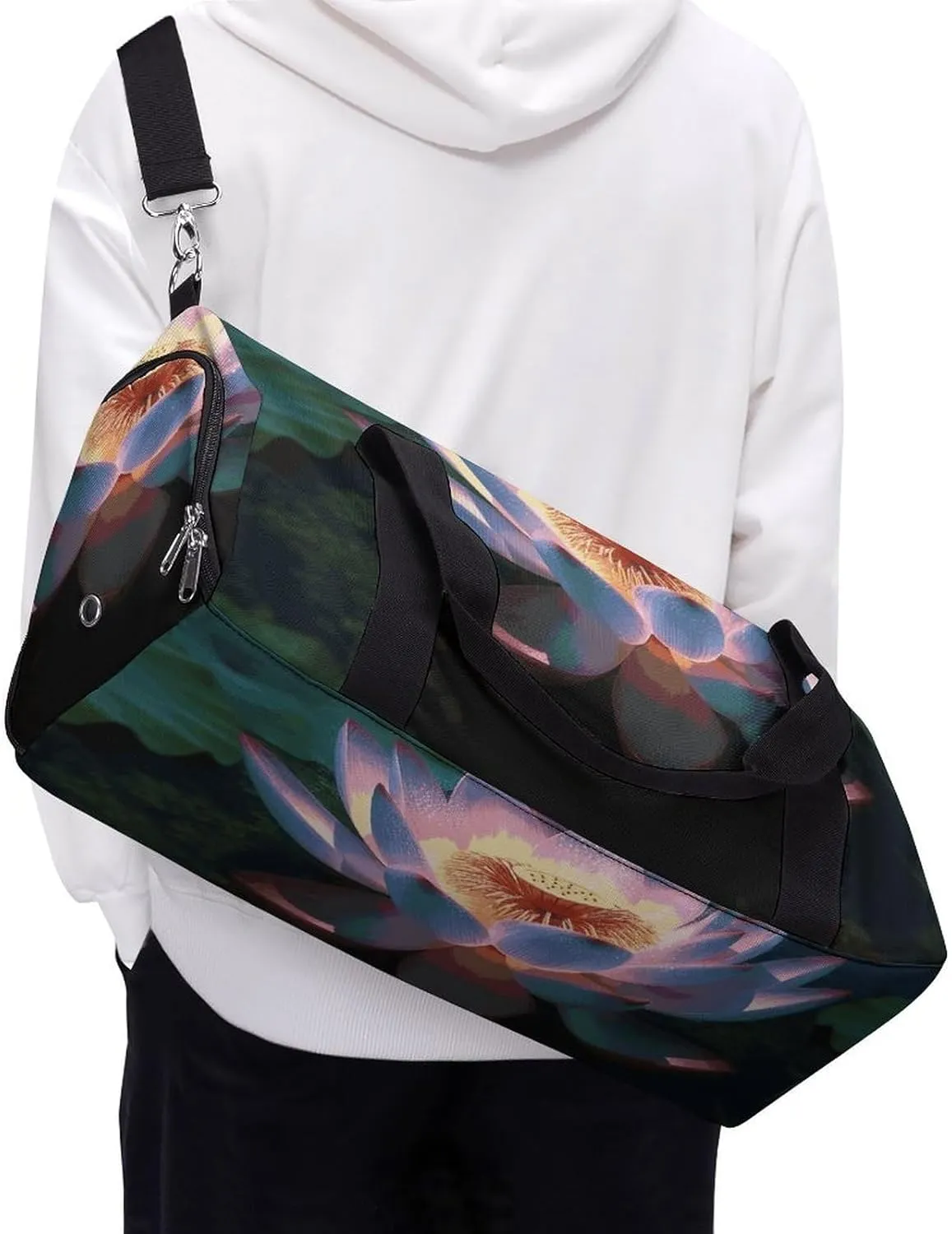 Gym Bags Small Flower Duffel Bag Overnight Bag with Shoe Compartment Carryon Bag for Men Women