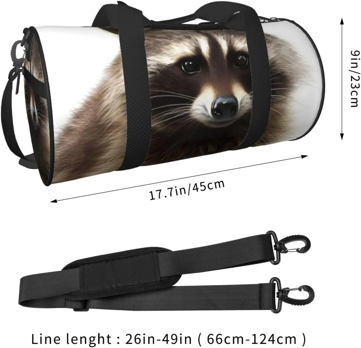 Gym Bags Small Hairy raccoon Duffel Bag Overnight Bag with Shoe Compartment Carryon Bag for Men Women