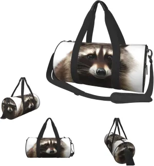 Gym Bags Small Hairy raccoon Duffel Bag Overnight Bag with Shoe Compartment Carryon Bag for Men Women