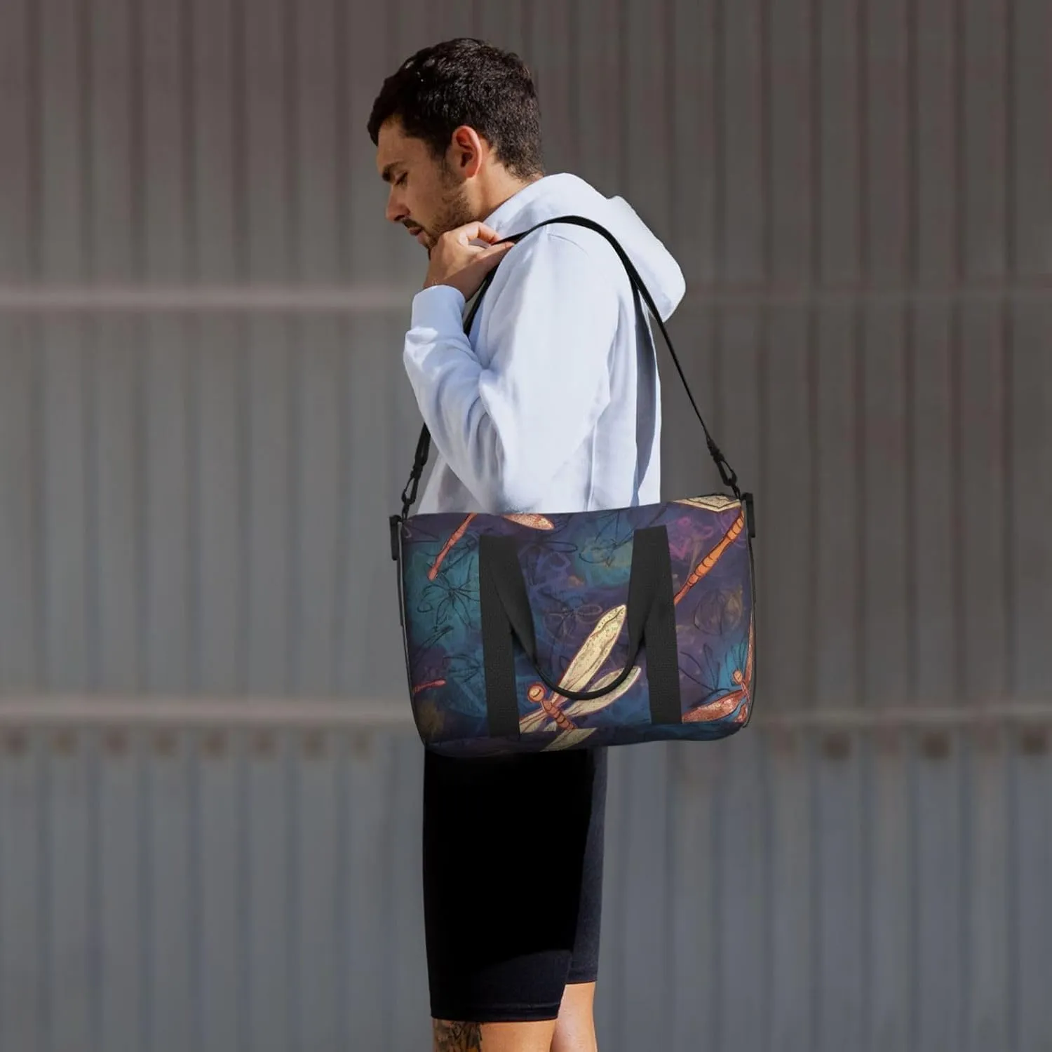 Gym Bags Small Hand painted dragonfly Duffel Bag Overnight Bag with Shoe Compartment Carryon Bag for Men Women