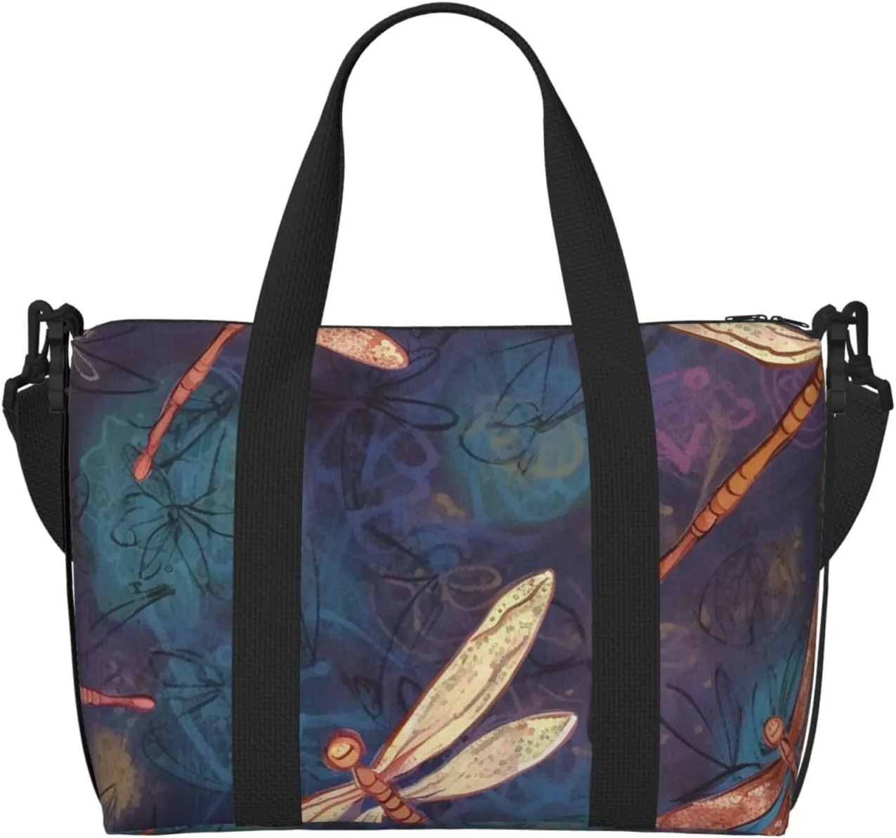 Gym Bags Small Hand painted dragonfly Duffel Bag Overnight Bag with Shoe Compartment Carryon Bag for Men Women
