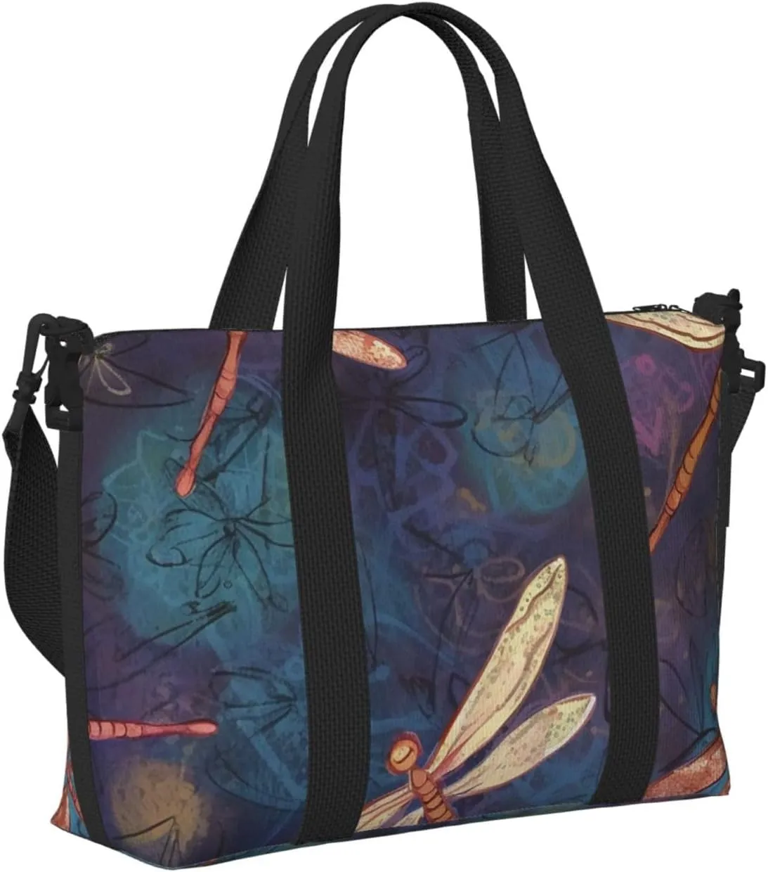 Gym Bags Small Hand painted dragonfly Duffel Bag Overnight Bag with Shoe Compartment Carryon Bag for Men Women