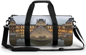 Gym Bags Small Louvre Museum in Paris Duffel Bag Overnight Bag with Shoe Compartment Carryon Bag for Men Women