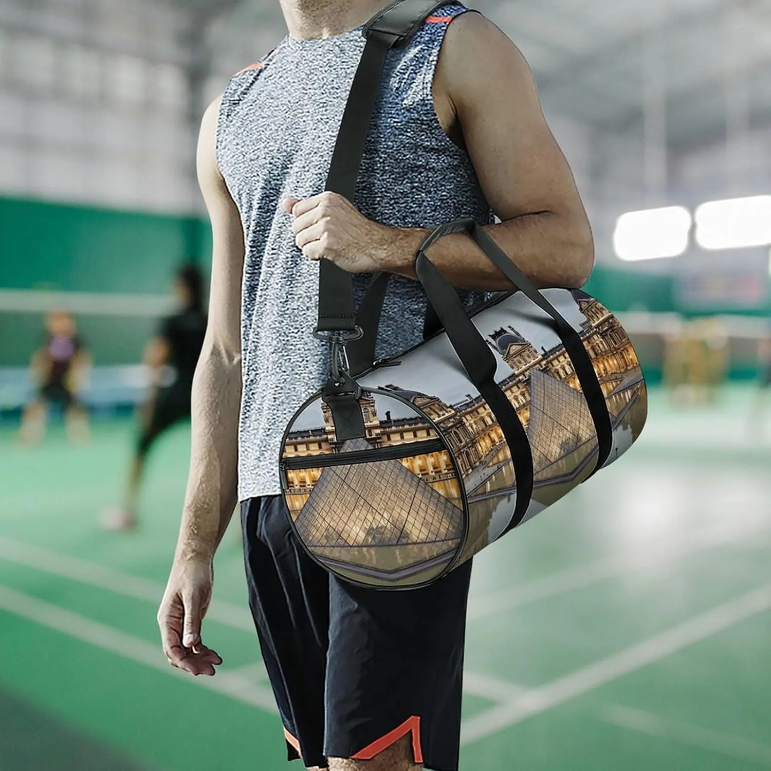 Gym Bags Small Louvre Museum in Paris Duffel Bag Overnight Bag with Shoe Compartment Carryon Bag for Men Women