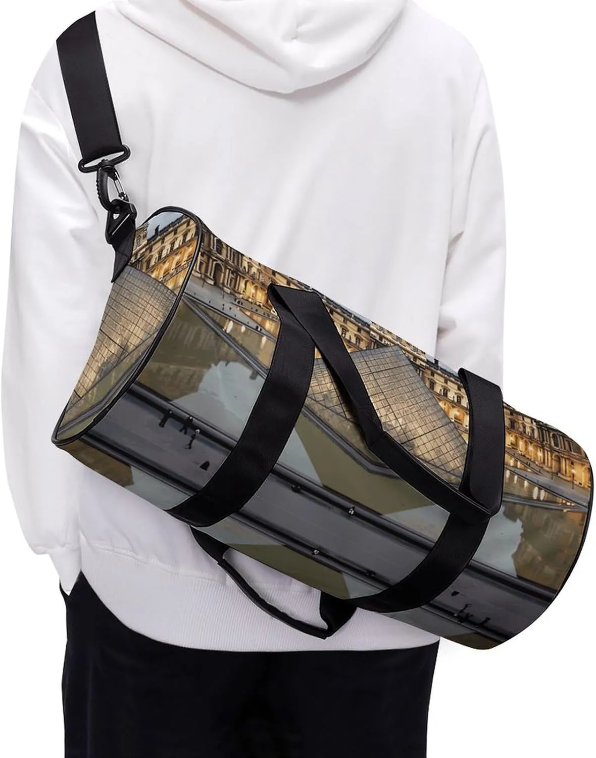 Gym Bags Small Louvre Museum in Paris Duffel Bag Overnight Bag with Shoe Compartment Carryon Bag for Men Women