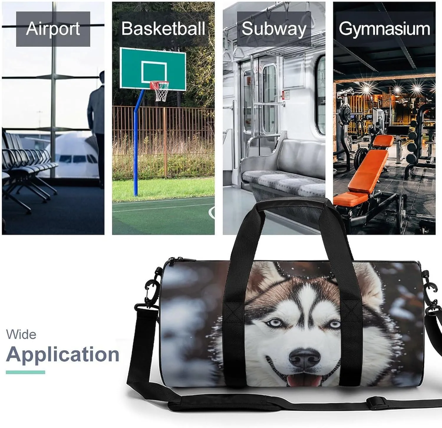 Gym Bags Small Lovely Huskys Duffel Bag Overnight Bag with Shoe Compartment Carryon Bag for Men Women