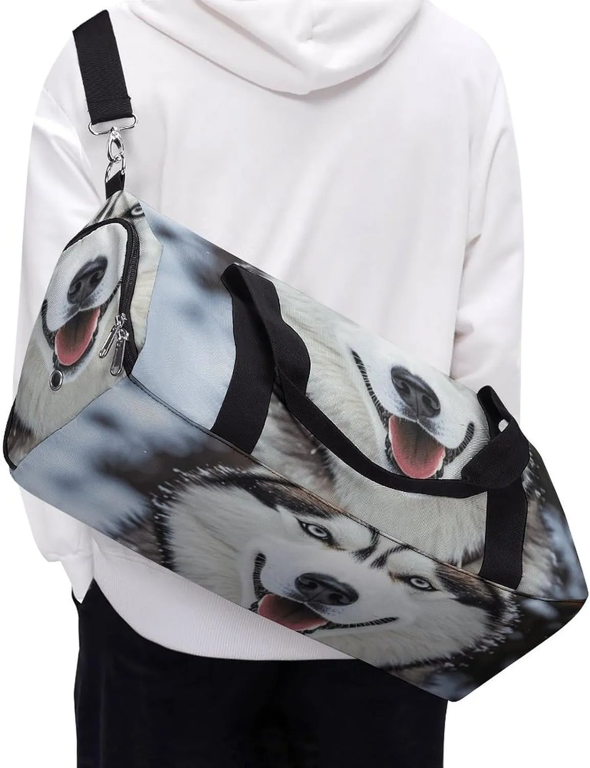 Gym Bags Small Lovely Huskys Duffel Bag Overnight Bag with Shoe Compartment Carryon Bag for Men Women