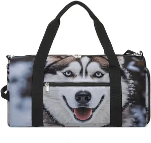 Gym Bags Small Lovely Huskys Duffel Bag Overnight Bag with Shoe Compartment Carryon Bag for Men Women