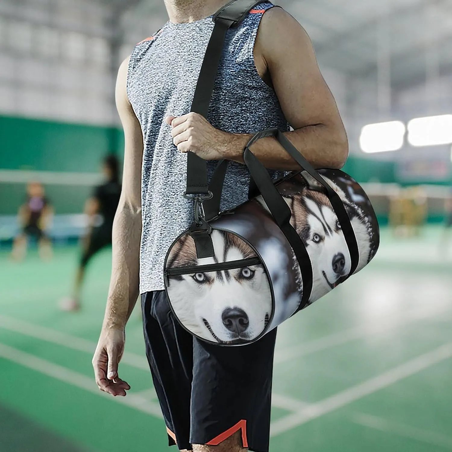 Gym Bags Small Lovely Huskys Duffel Bag Overnight Bag with Shoe Compartment Carryon Bag for Men Women